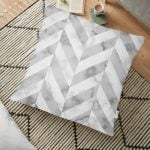 Mermer Zeminli Siyah Geometrik Desenli Modern Yer Minderi - 70 x 70 cm Realhomes