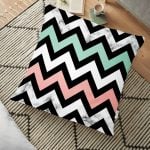 Mermer Zeminli Siyah Geometrik Desenli Modern Yer Minderi - 70 x 70 cm Realhomes