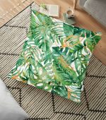 - yerminderi-YER-3157 - Realhomes  Amazon Yaprakları Dijital Baskılı Modern Yer Minderi - 70 x 70 cm Realhomes