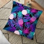 Beyaz Zeminde Vizon Yapraklar Dijital Baskılı Yer Minderi - 70 x 70 cm Realhomes