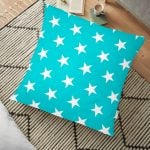 Beyaz Zeminde Vizon Yapraklar Dijital Baskılı Yer Minderi - 70 x 70 cm Realhomes