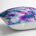 - yerminderi-YER-3160-1 - Realhomes  Mavi Zeminde Tropikal Objeler Modern Yer Minderi - 70 x 70 cm Realhomes