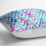 - yerminderi-YER-3162-1 - Realhomes  Geometrik Zeminde Tüy Desenli Modern Yer Minderi - 70 x 70 cm Realhomes