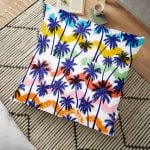 Altın Renkli Palmiye Yaprakları Dijital Baskılı Yer Minderi - 70 x 70 cm Realhomes