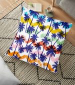 - yerminderi-YER-3167 - Realhomes  Renkli Palmiyeler Özel Tasarım Dekoratif Yer Minderi - 70 x 70 cm Realhomes