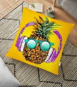 - yerminderi-YER-3168 - Realhomes  Summer Ananas Tasarımlı Dekoratif Yer Minderi - 70 x 70 cm Realhomes