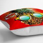 - yerminderi-YER-3170-1 - Realhomes Kırmızı Zemin Ananas Desenli Dekoratif Yer Minderi - 70 x 70 cm Realhomes