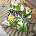 Kırmızı Zemin Ananas Desenli Dekoratif Yer Minderi - 70 x 70 cm Realhomes