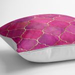 - yerminderi-YER-3174-1 - Realhomes Pembe Altın Varaklı Ogea Desenli Dekoratif Yer Minderi - 70 x 70 cm Realhomes