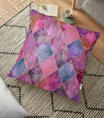 Geometrik Pudra Renkler Modern Tasarımlı Dekoratif Yer Minderi - 70 x 70 cm Realhomes