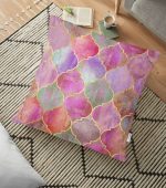 - yerminderi-YER-3177 - Realhomes  Ogea Pudra Zeminli Özel Tasarım Yer Minderi - 70 x 70 cm Realhomes