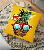 - yerminderi-YER-3178 - Realhomes  Pop Art Temalı Ananas Özel Tasarım Yer Minderi - 70 x 70 cm Realhomes
