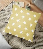 - yerminderi-YER-318 - Realhomes  Modern Yıldız Desenli Dijital Baskılı Dekoratif Yer Minderi - 70 x 70 cm Realhomes