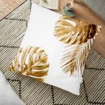 Zigzag Zeminde Çiçekler Temalı Modern Yer Minderi - 70 x 70 cm Realhomes