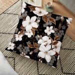 Mor Zeminli Palmiyeler Motifli Dijital Baskılı Dekoratif Yer Minderi - 70 x 70 cm Realhomes