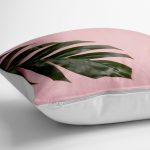 - yerminderi-YER-3194-1 - Realhomes Pembe Zeminde Yaprak Modern Tasarımlı Dekoratif Yer Minderi - 70 x 70 cm Realhomes