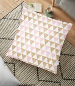 - yerminderi-YER-3195 - Realhomes  Üçgen Pudra Renkler Özel Tasarımlı Dekoratif Yer Minderi - 70 x 70 cm Realhomes