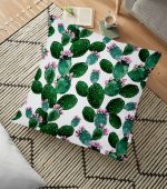 - yerminderi-YER-3198 - Realhomes  Kaktüs Desenli Watercolor Renkli Modern Yer Minderi - 70 x 70 cm Realhomes