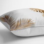 - yerminderi-YER-3201-1 - Realhomes  Altın Renkli 3D Palmiye Yaprakları Modern Yer Minderi - 70 x 70 cm Realhomes