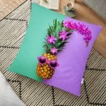 Geometrik Desenli Renkli Zeminli Modern Yer Minderi - 70 x 70 cm Realhomes