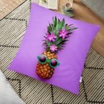 3D Altın Görünümlü Palmiye Yaprakları Modern Yer Minderi - 70 x 70 cm Realhomes