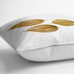 - yerminderi-YER-3216-1 - Realhomes 3D Altın Yapraklar Özel Tasarımlı Modern Yer Minderi - 70 x 70 cm Realhomes