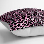 - yerminderi-YER-3217-1 - Realhomes  Pembe Renkli Leopar Desenli Modern Yer Minderi - 70 x 70 cm Realhomes