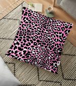 - yerminderi-YER-3217 - Realhomes  Pembe Renkli Leopar Desenli Modern Yer Minderi - 70 x 70 cm Realhomes