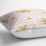 - yerminderi-YER-3218-1 - Realhomes  Zigzag Pudra Zeminli Altın Detaylı Modern Yer Minderi - 70 x 70 cm Realhomes