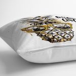 - yerminderi-YER-3220-1 - Realhomes  Beyaz Zeminde 3D Ananas Özel Tasarımlı Yer Minderi - 70 x 70 cm Realhomes