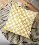 - yerminderi-YER-3222 - Realhomes  Geometrik Sanat Altın Detaylı Özel Tasarım Modern Yer Minderi - 70 x 70 cm Realhomes