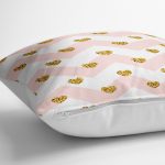 - yerminderi-YER-3223-1 - Realhomes Pembe Zigzag Desenli Altın Detaylı Modern Yer Minderi - 70 x 70 cm Realhomes