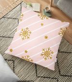 - yerminderi-YER-3226 - Realhomes  Pembe Zeminde Kartanesi Detaylı Özel Tasarım Yer Minderi - 70 x 70 cm Realhomes