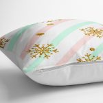 - yerminderi-YER-3227-1 - Realhomes Pembe Mavi Zeminde Kar Tanesi Detaylı Modern Yer Minderi - 70 x 70 cm Realhomes