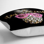 - yerminderi-YER-3228-1 - Realhomes Siyah Zeminde Cool Ananas Desenli Modern Yer Minderi - 70 x 70 cm Realhomes