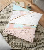 - yerminderi-YER-3237 - Realhomes  Geometrik Şekiili Mermer Desenleri Modern Yer Minderi - 70 x 70 cm Realhomes