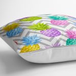 - yerminderi-YER-3240-1 - Realhomes  Gri Zigzag Desenli Ananaslar Modern Yer Minderi - 70 x 70 cm Realhomes