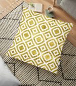 - yerminderi-YER-3243 - Realhomes  Geometrik Şekilli Altın Detaylı Modern Yer Minderi - 70 x 70 cm Realhomes