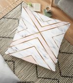 - yerminderi-YER-3245 - Realhomes  Mermer Zeminli Geometrik Detaylı Modern Yer Minderi - 70 x 70 cm Realhomes