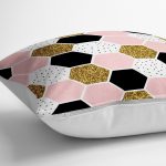 - yerminderi-YER-3247-1 - Realhomes  Geometrik Petek Desenli Altın Detaylı Modern Yer Minderi - 70 x 70 cm Realhomes