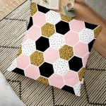 Mermer Zeminli Geometrik Detaylı Modern Yer Minderi - 70 x 70 cm Realhomes