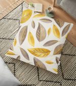 - yerminderi-YER-3249 - Realhomes  Renkli Sonbahar Yaprakları Özel Tasarımlı Modern Yer Minderi - 70 x 70 cm Realhomes