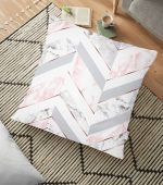 - yerminderi-YER-3251 - Realhomes  Mermer Zeminli Geometrik Tasarımlı Yer Minderi - 70 x 70 cm Realhomes