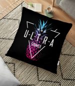 - yerminderi-YER-3254 - Realhomes  Siyah Zeminli Ultra Summer Tasarımlı Modern Yer Minderi - 70 x 70 cm Realhomes