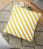 - yerminderi-YER-3255 - Realhomes  Modern Altın Çizgiler Özel Tasarımlı Yer Minderi - 70 x 70 cm Realhomes