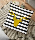 Çizgili Gold Geyik Desenli Modern Yer Minderi - 70 x 70 cm Realhomes