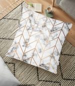 - yerminderi-YER-3264 - Realhomes  Mermer Zeminli Geometrik Desenli Modern Yer Minderi - 70 x 70 cm Realhomes