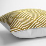 - yerminderi-YER-3266-1 - Realhomes  Geometrik Altın Kabartma Desenli Özel Tasarım Yer Minderi - 70 x 70 cm Realhomes