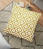 Altın Renkli Geometrik Desenli Özel Tasarım Yer Minderi - 70 x 70 cm Realhomes