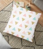 - yerminderi-YER-3269 - Realhomes  Üçgen Geometrik Şekiller Özel Tasarımlı Yer Minderi - 70 x 70 cm Realhomes